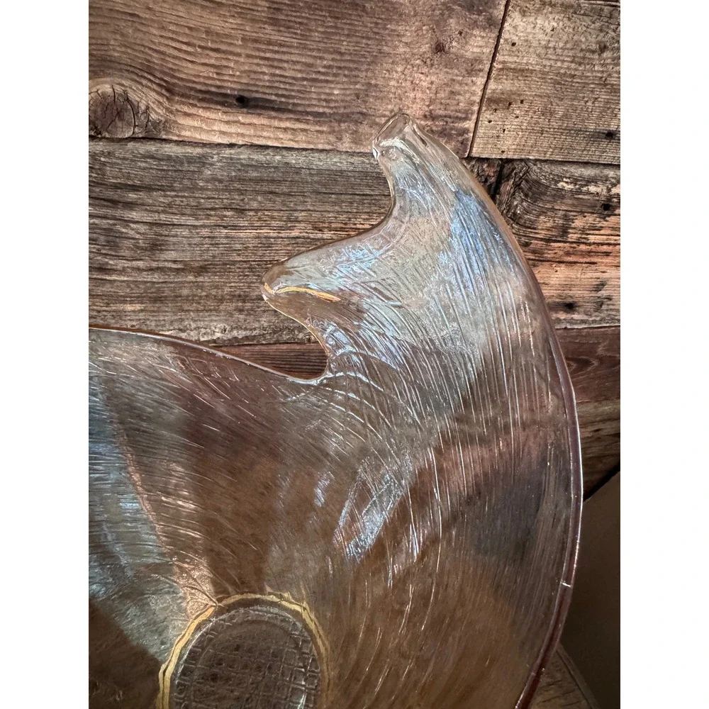 Vintage IMCM Amber Art Glass Handkerchief Vase Hand Blown Sculptural 15